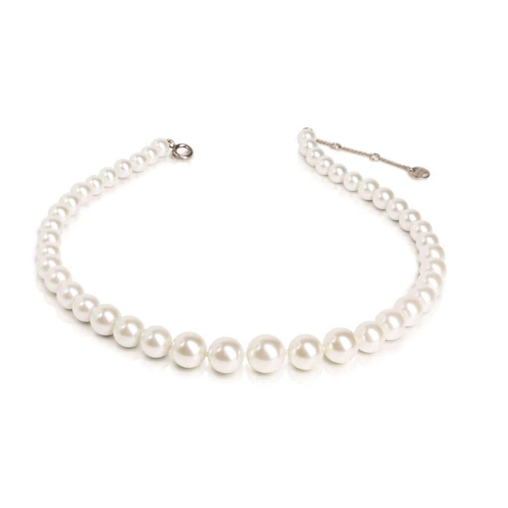 Jackie Graduated White Pearl Strand Necklace | IZI