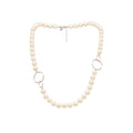 Rythm Silver Pearl Necklace with Open Circle Links | IZI