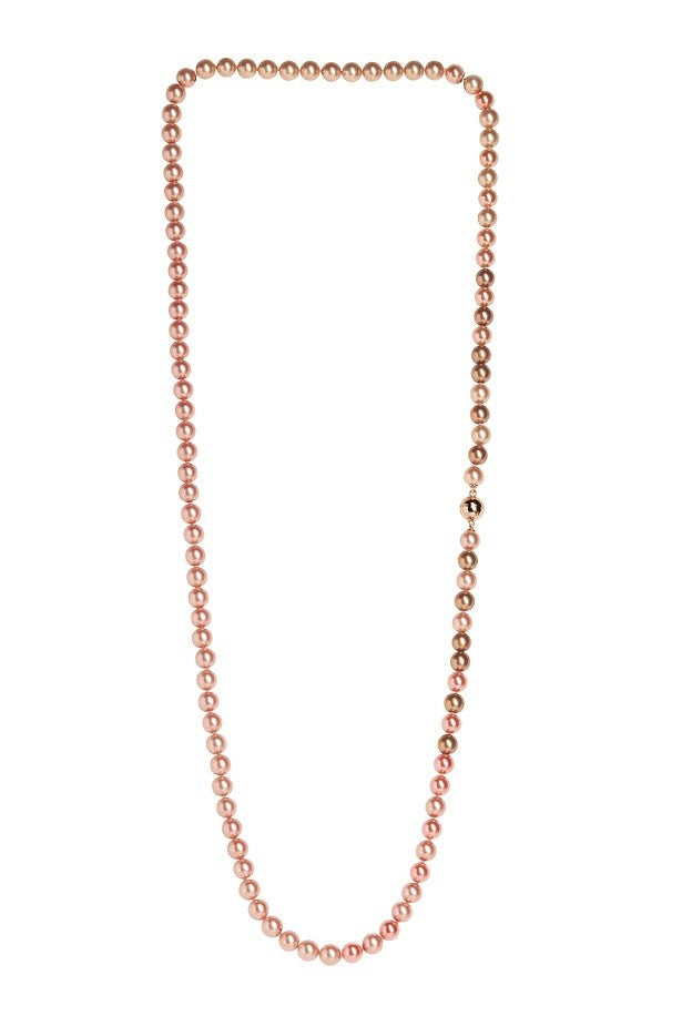 Sundown Pink Pearl Long Rope Necklace | IZI
