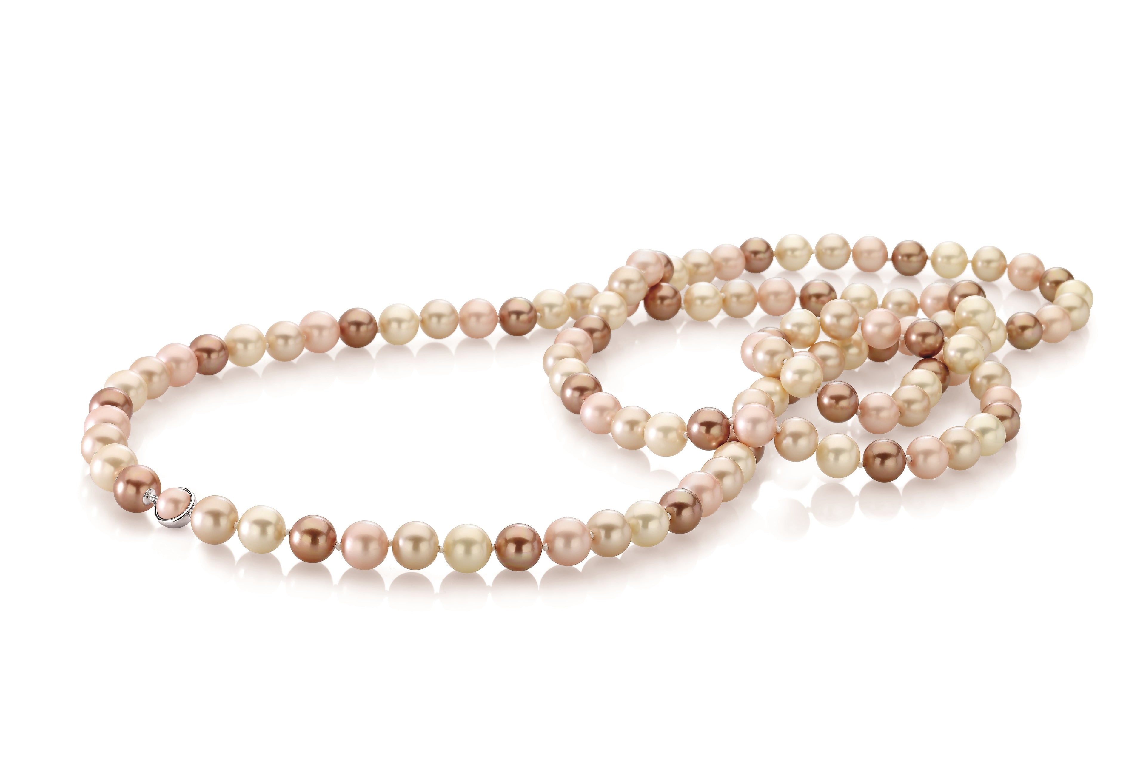 Terra Long Multi-Colour Warm Pearl Rope Necklace | IZI