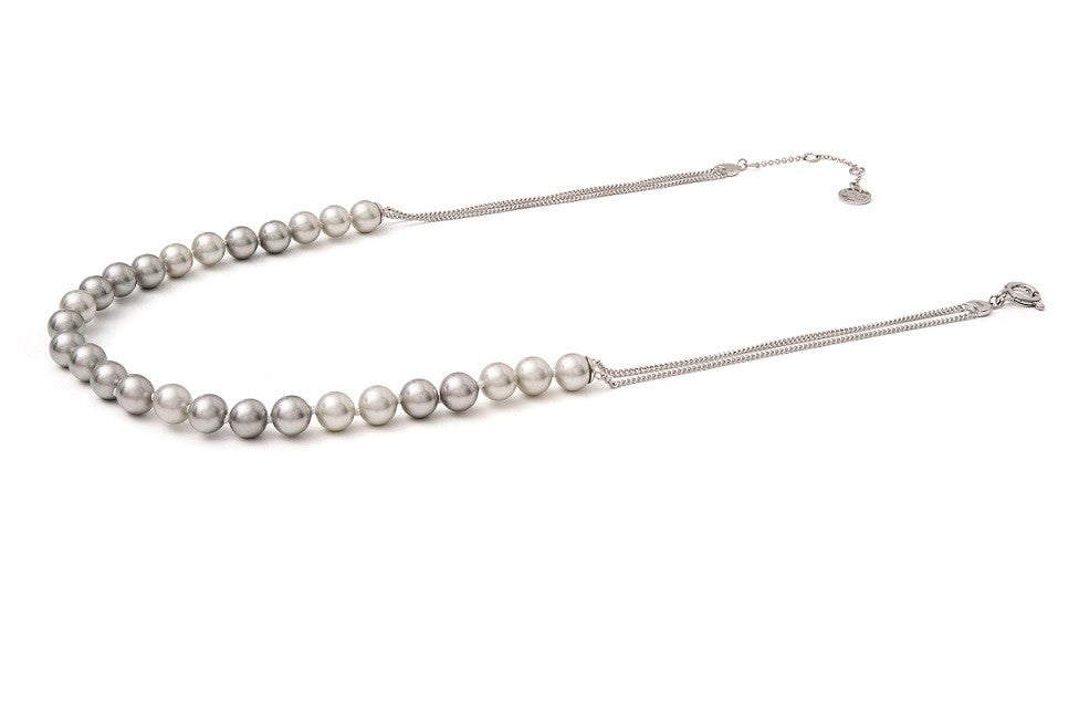 Twin Grey Pearl Half-Strand with Silver Chain | IZI