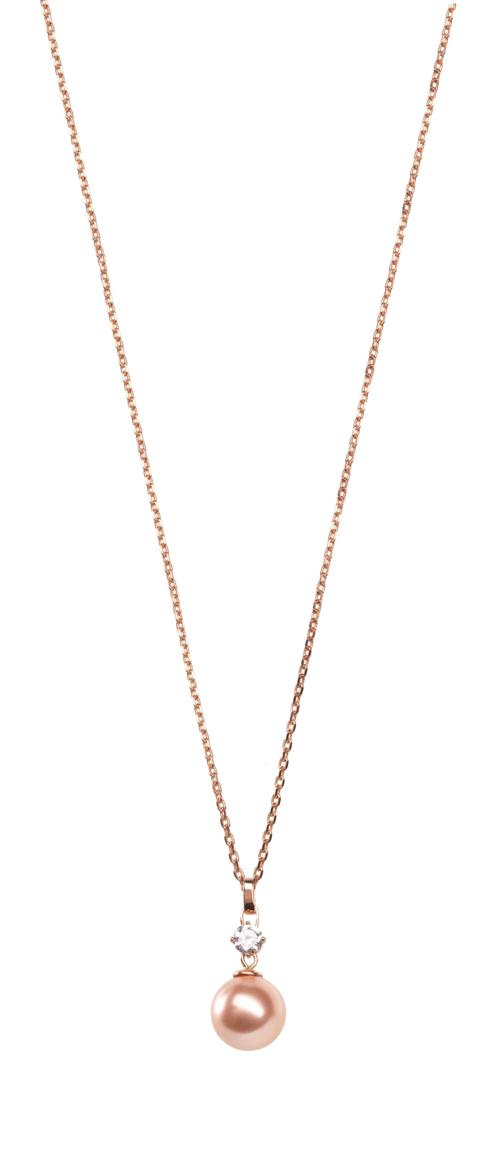 Feel Pink Pearl & Crystal Pendant Necklace Rose Gold | IZI