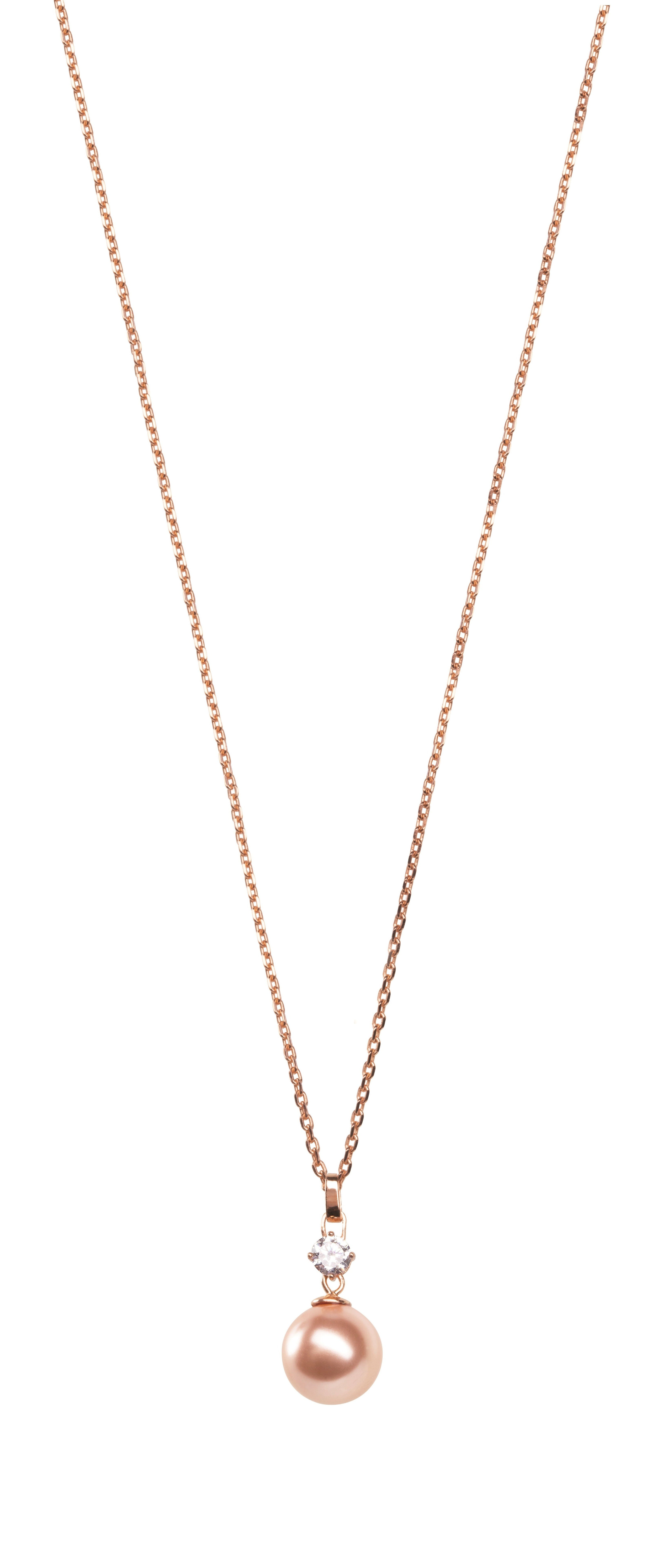 Feel Pink Pearl & Crystal Pendant Necklace Rose Gold | IZI