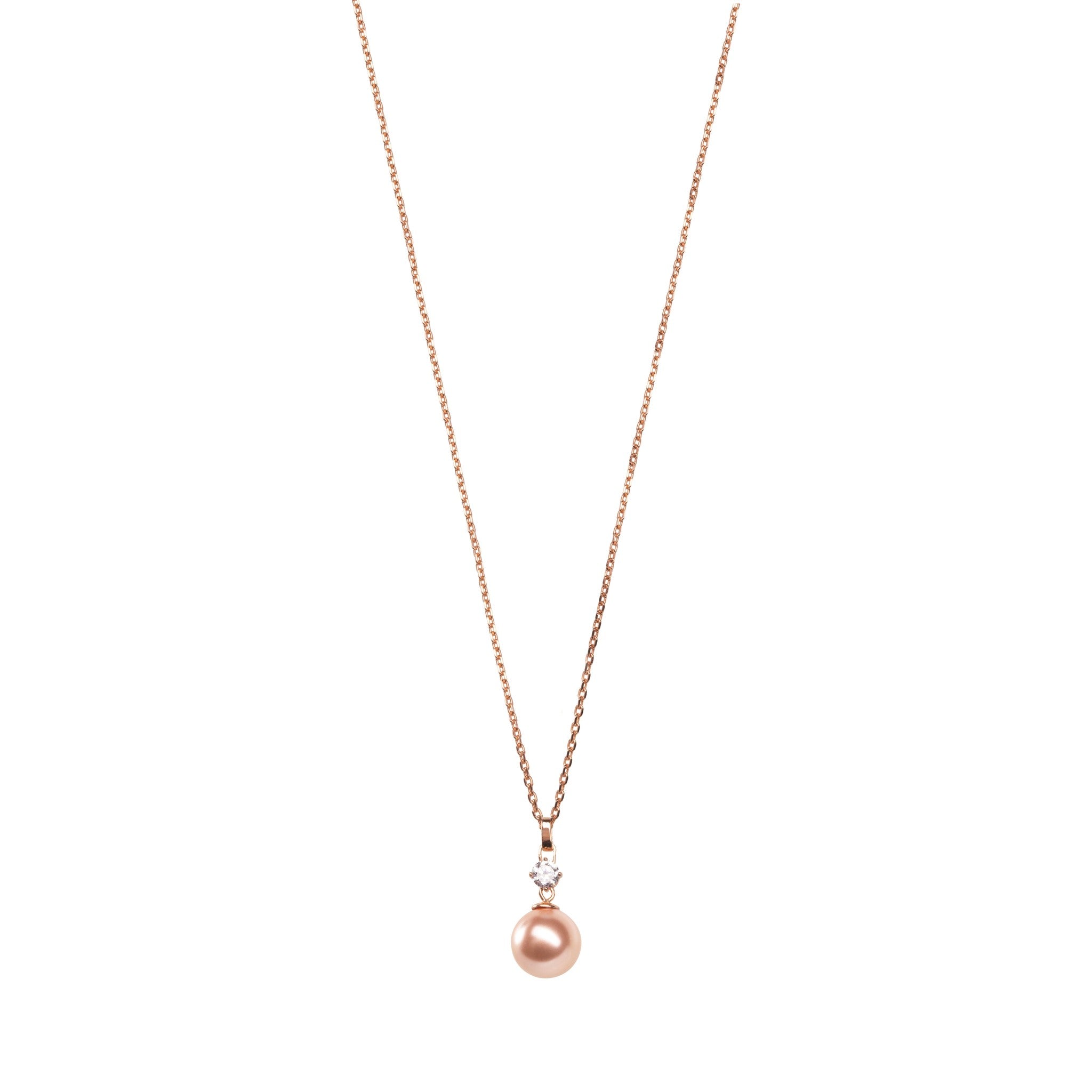 Feel Pink Pearl & Crystal Pendant Necklace Rose Gold | IZI