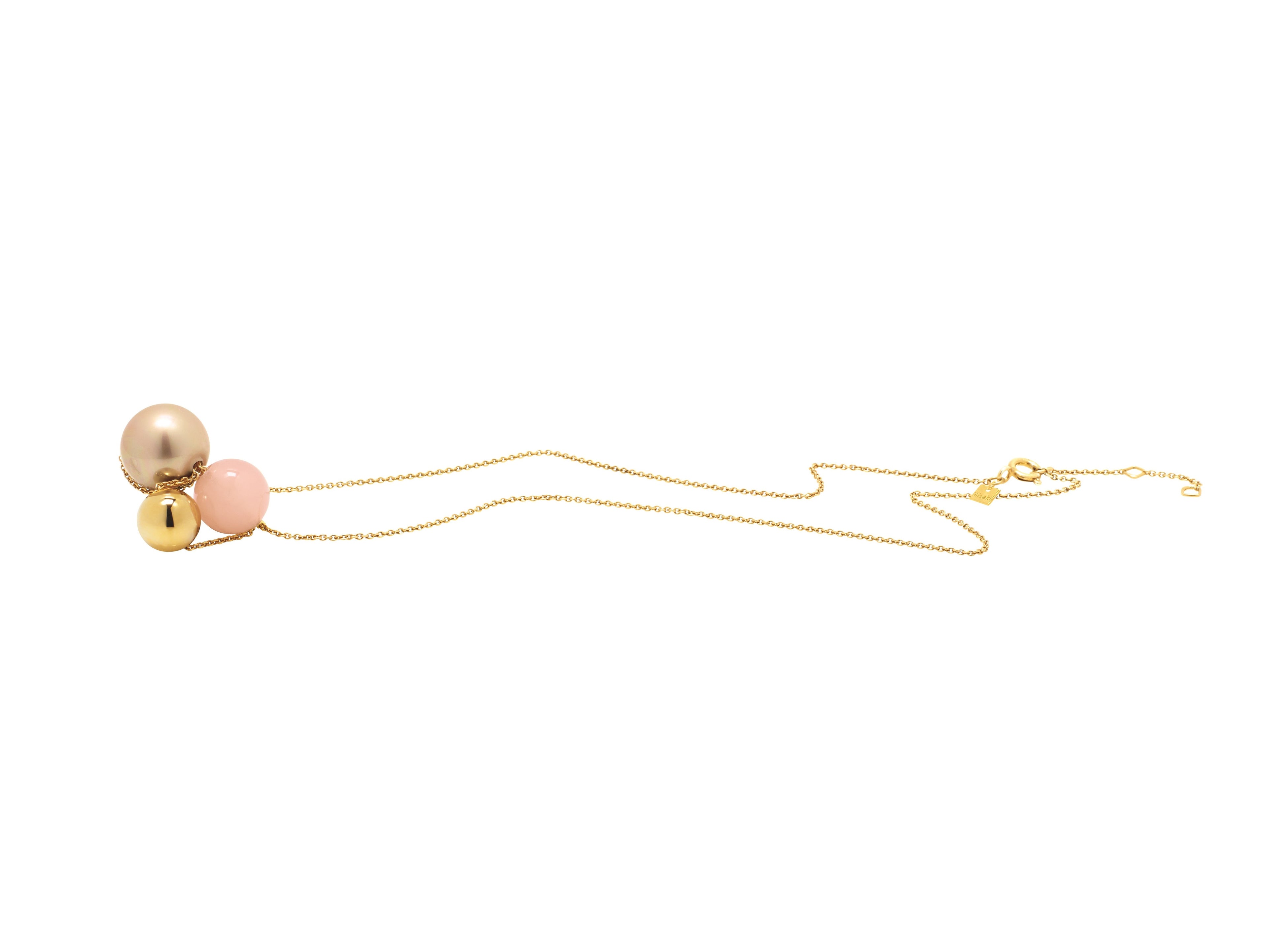 Louise Light Pink Pearl & Sphere Cluster Pendant Necklace | IZI
