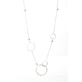 Rythm Silver Long Pearl & Circle Chain Necklace | IZI