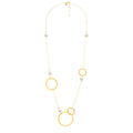 Rythm Gold Long Pearl & Circle Chain Necklace | IZI