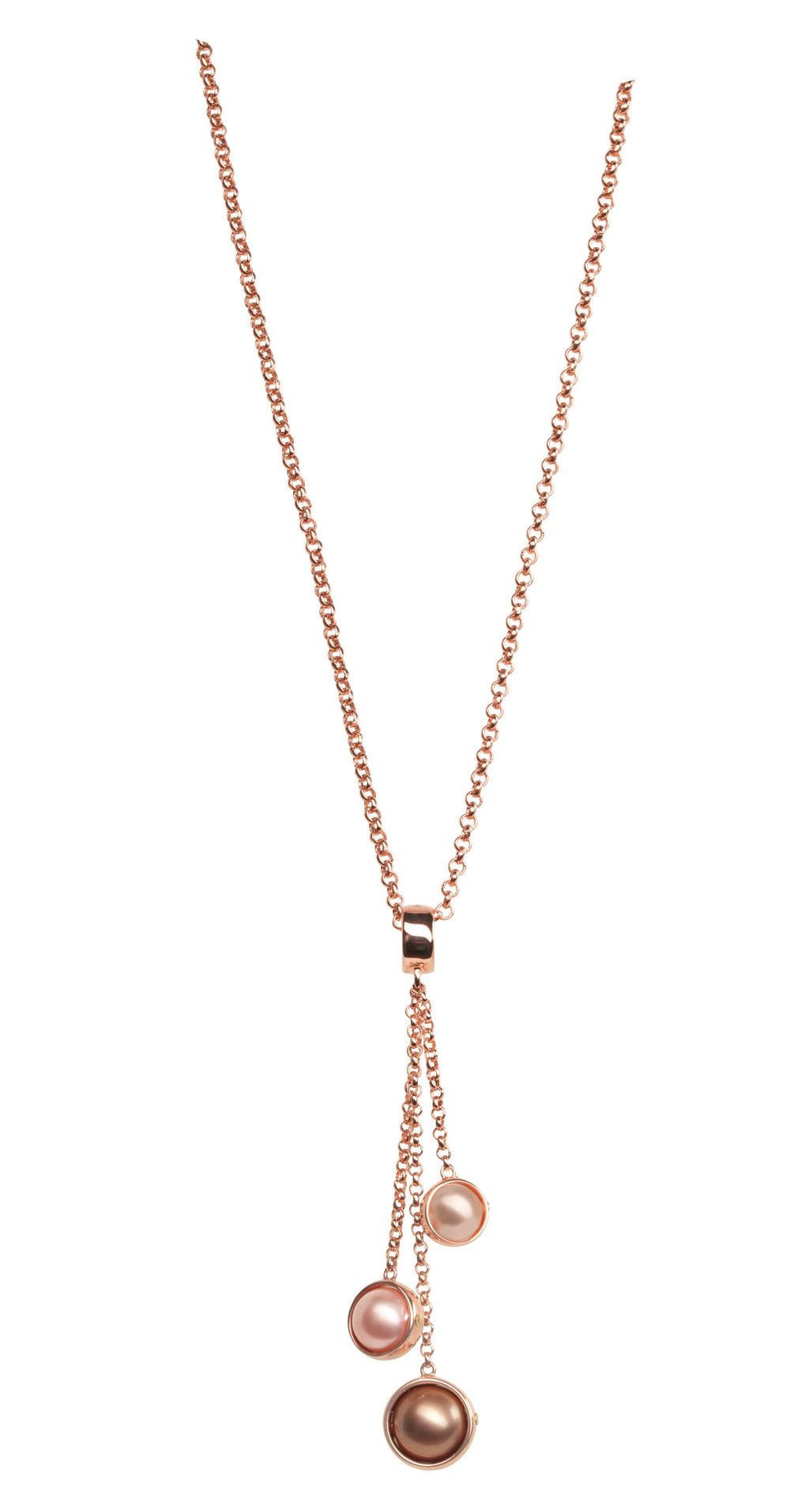Sundown Long Rose Gold Y-Chain Pearl Necklace | IZI