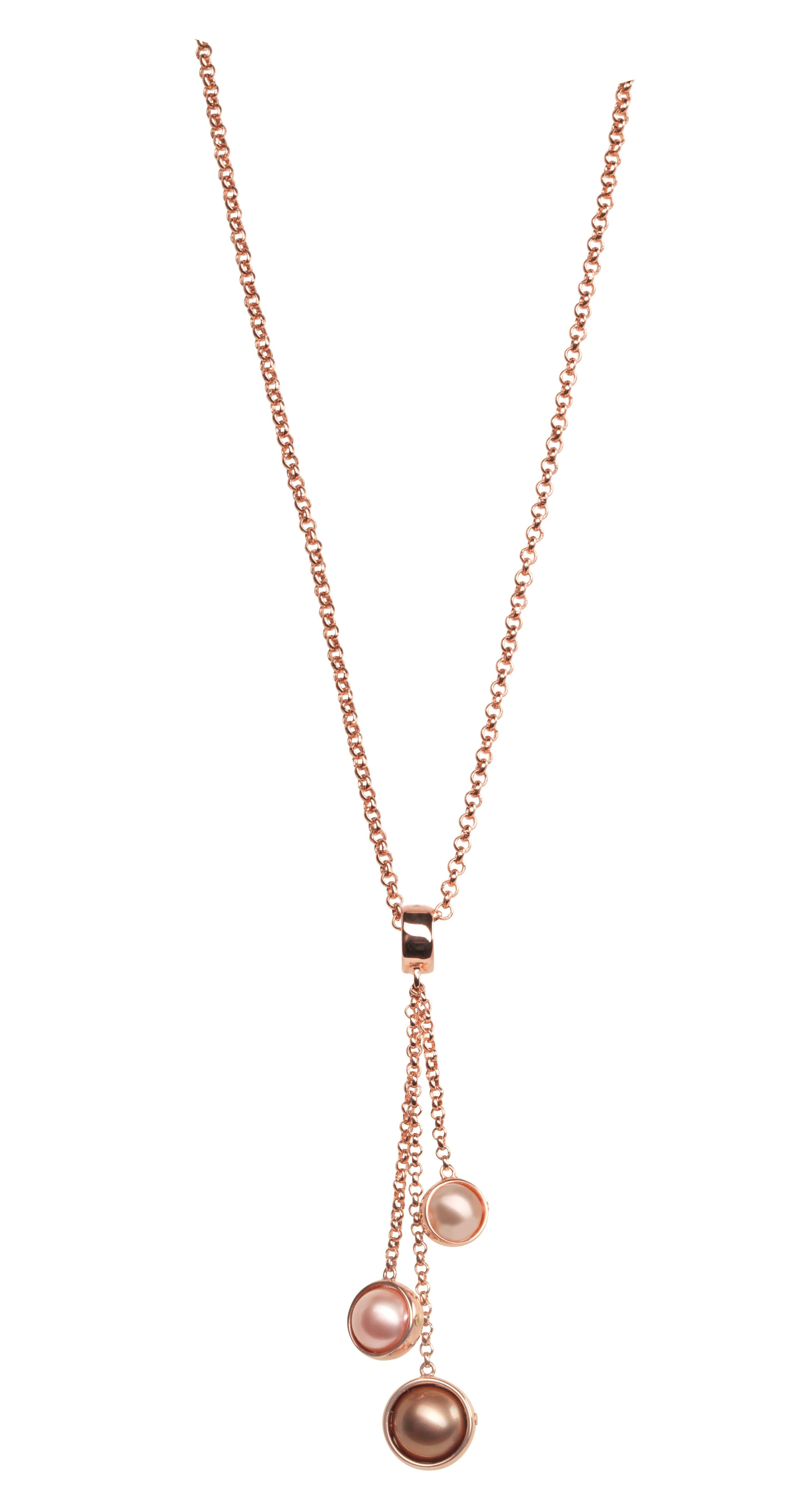 Sundown Long Rose Gold Y-Chain Pearl Necklace | IZI