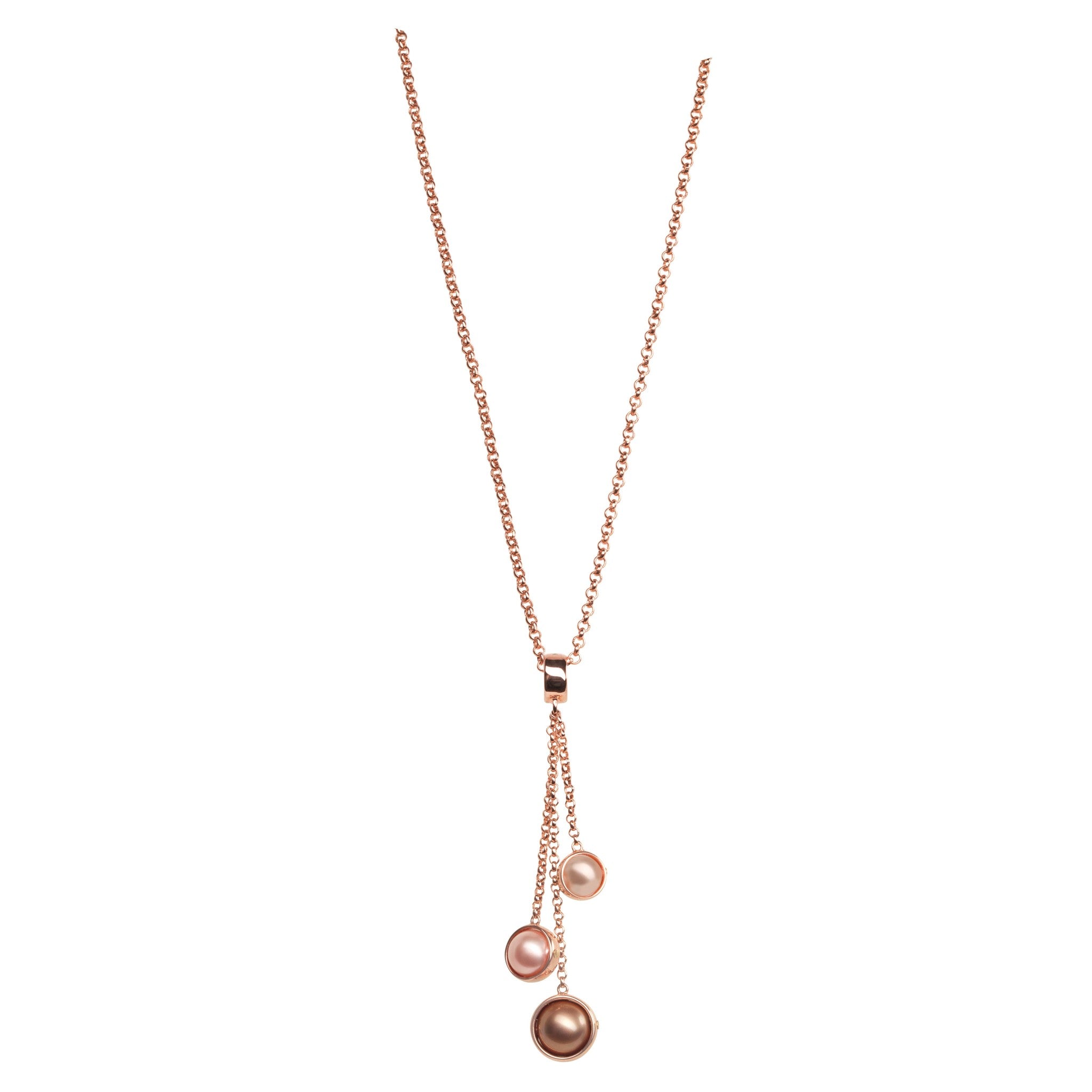 Sundown Long Rose Gold Y-Chain Pearl Necklace | IZI