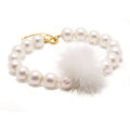 Cheek White Pearl & Pompom Bracelet – Gold-Tone Statement | IZI