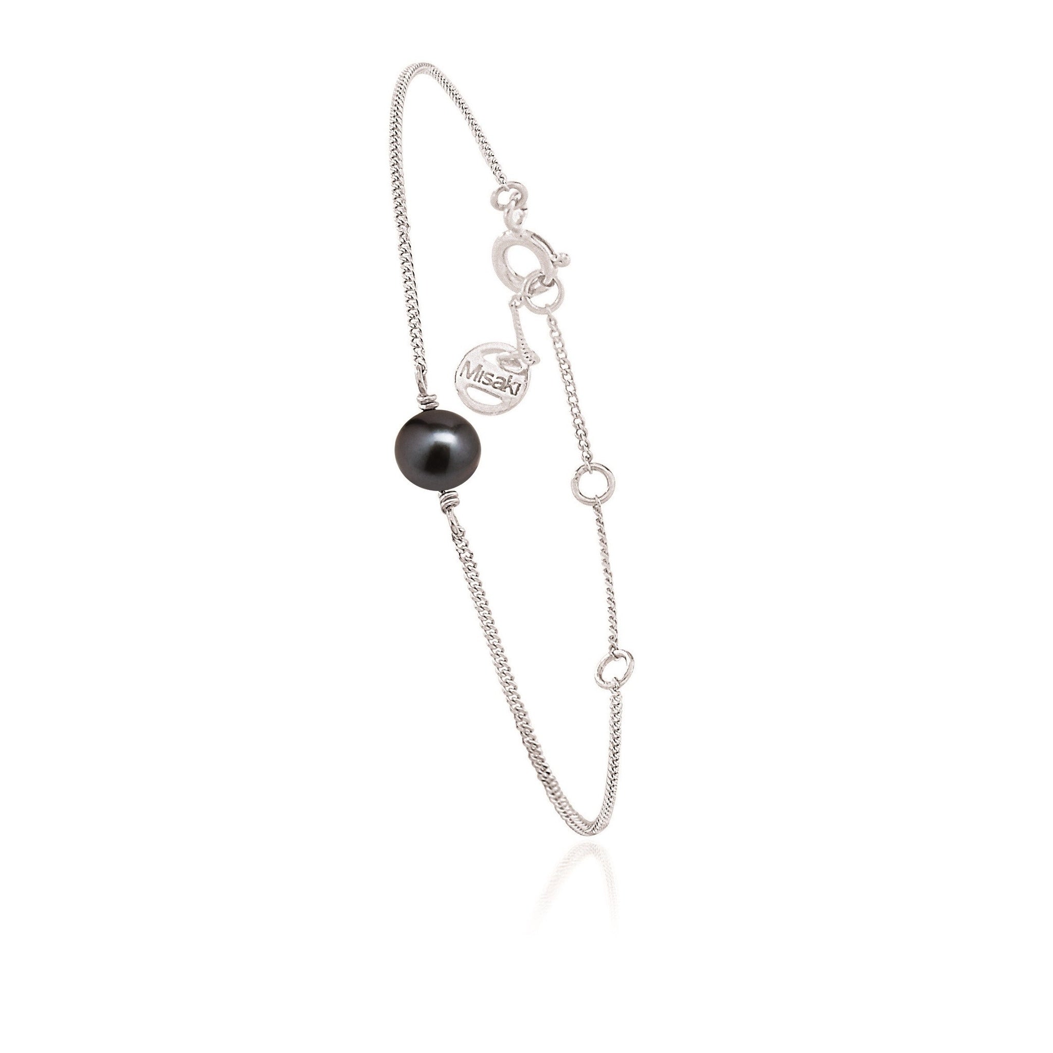 Cube Black Tahitian Pearl Chain Bracelet | IZI
