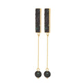 Ginger Black Druzy Bar & Dark Pearl Long Drop Earrings – Gold-Tone | IZI