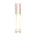 Ginger White Druzy Bar & White Pearl Long Drop Earrings – Gold-Tone | IZI