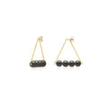 Hung Black Pearl Bar Drop Earrings – Gold-Tone Triangle Chain | IZI