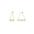 Hung White Pearl Bar Drop Earrings – Gold-Tone Triangle Chain | IZI