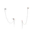 Seltz Pink Pearl Ear Cuff & Bar Chain Drop Earrings – Silver-Tone | IZI
