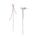 Seltz Pink Pearl & Silver Bar Fringe Drop Earrings | IZI