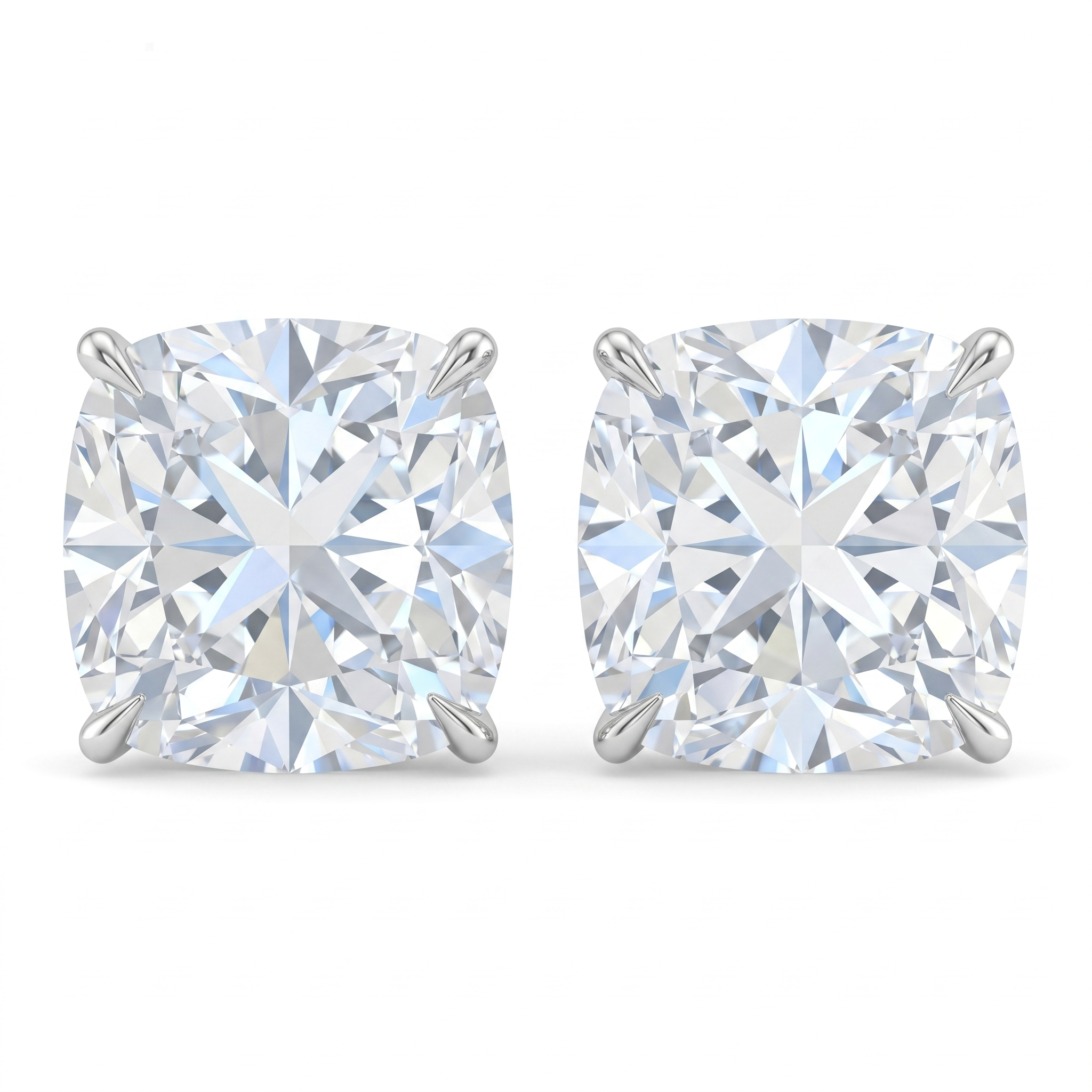Lab Grown Cushion Cut Solitaire Stud Earrings