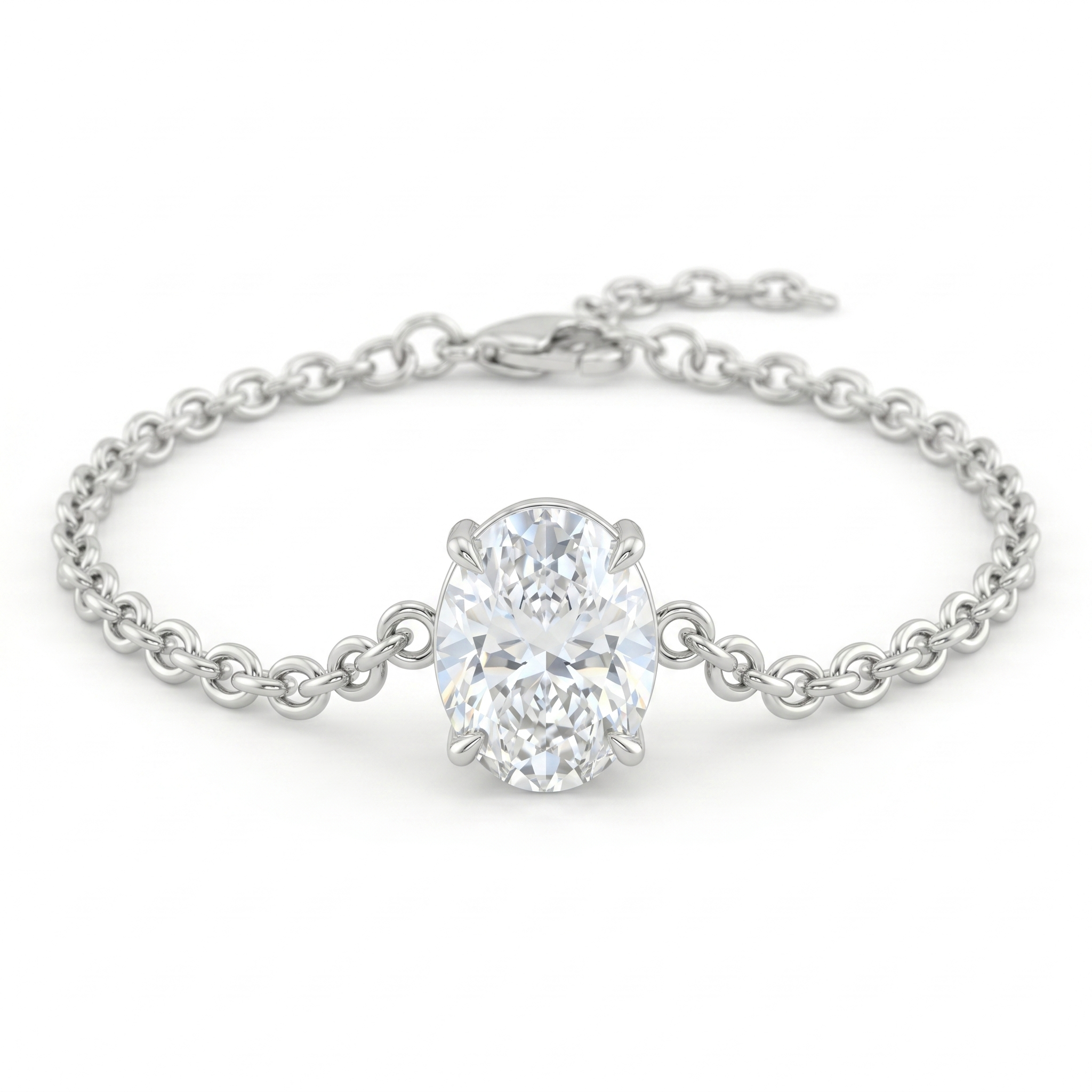 Lab Grown Oval Cut Solitaire Bracelet