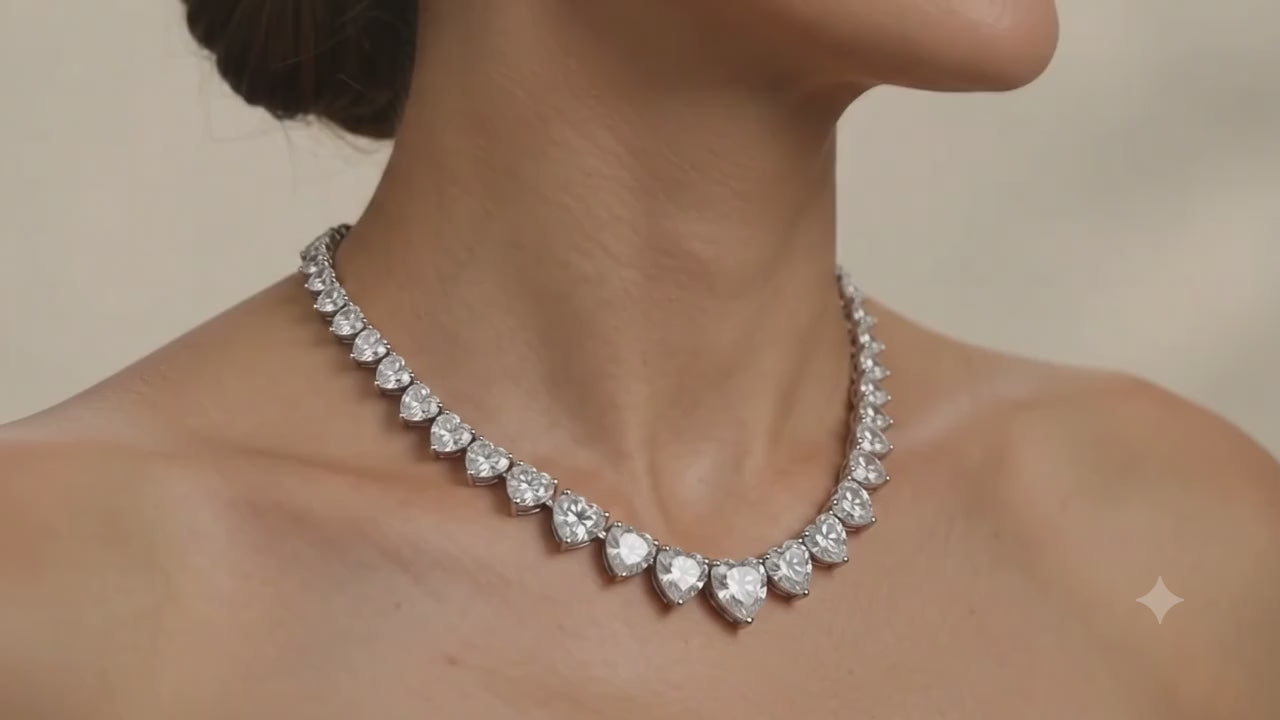 Heart-Cut Lab Grown Diamond Necklace – 50.55 ct 18K White Gold | IZI
